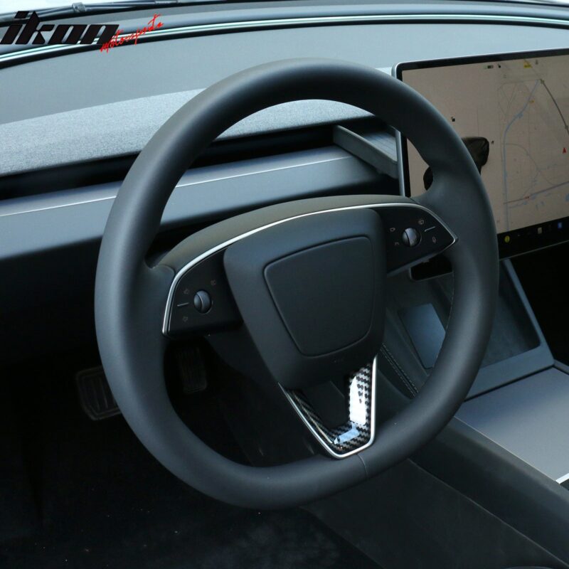 2024-2025 Tesla Model 3 Carbon Fiber Print Steering Wheel Panel Trim - Image 2