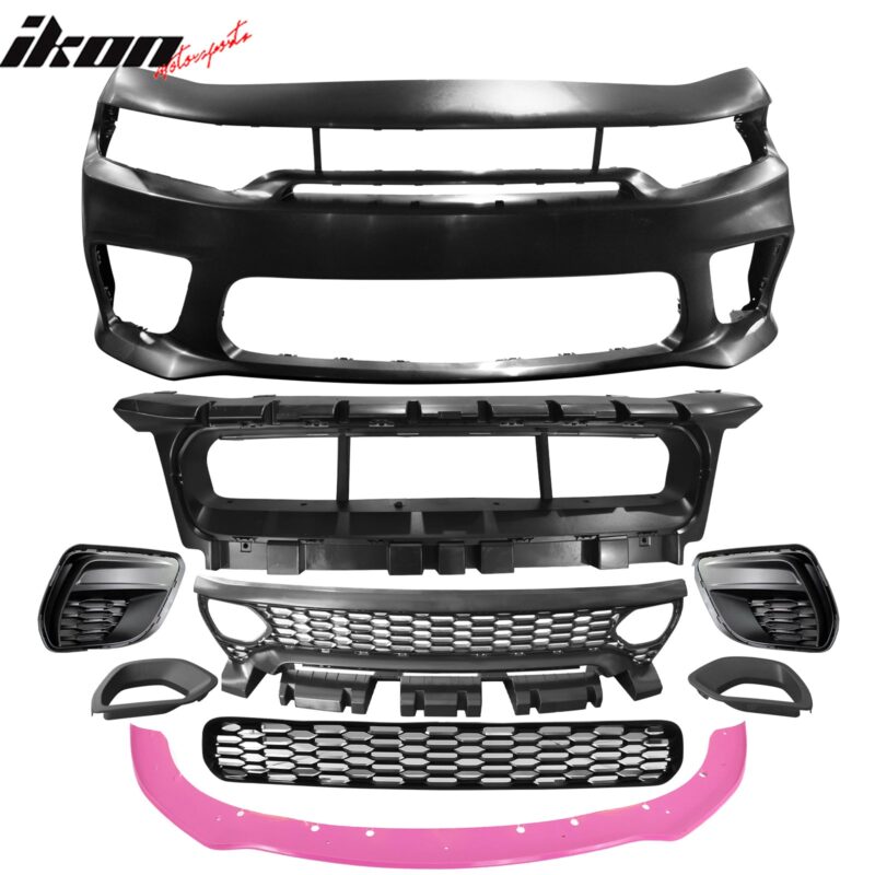 2015-2023 Dodge Charger Widebody SRT Front Bumper Cover + Pink Lip PP - Image 4