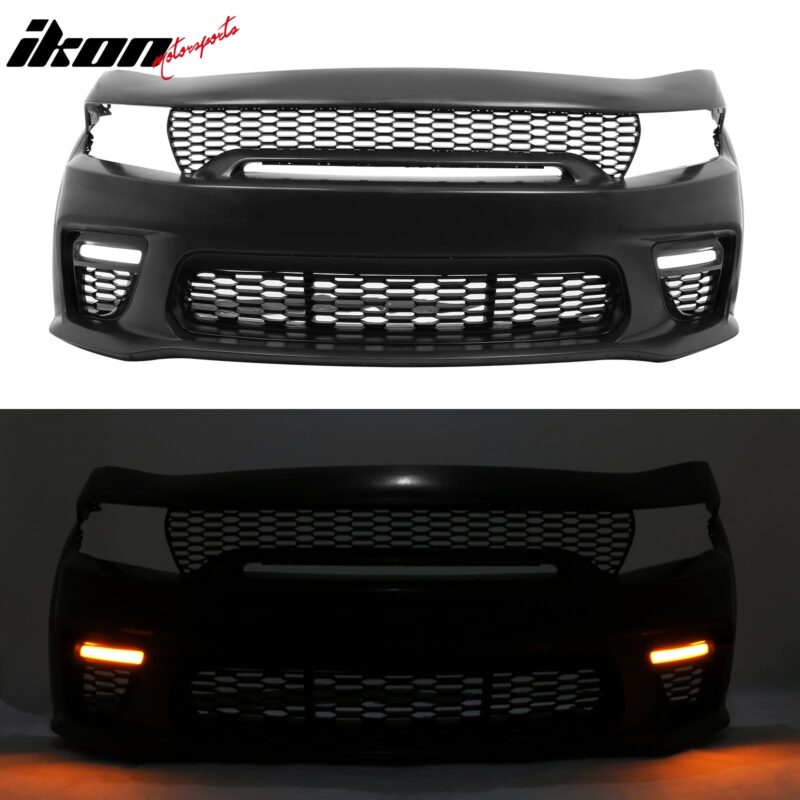 2015-2023 Dodge Charger  Front Bumper Cover Grill LED Widebody Black P - Image 5