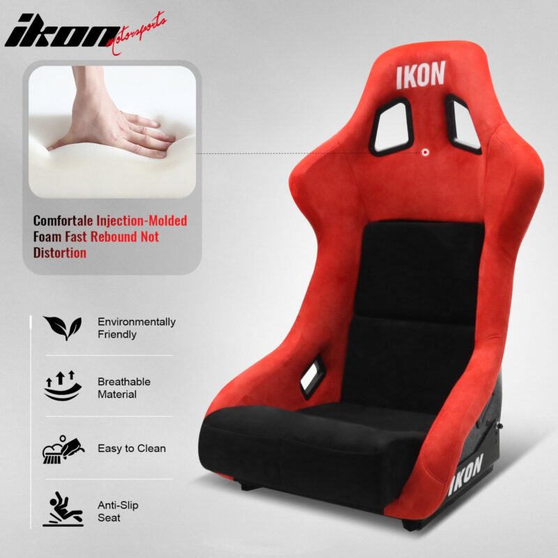 Universal Adjustable Bucket Racing Seats W/4 Point 2" Belt Harness Red - Image 4
