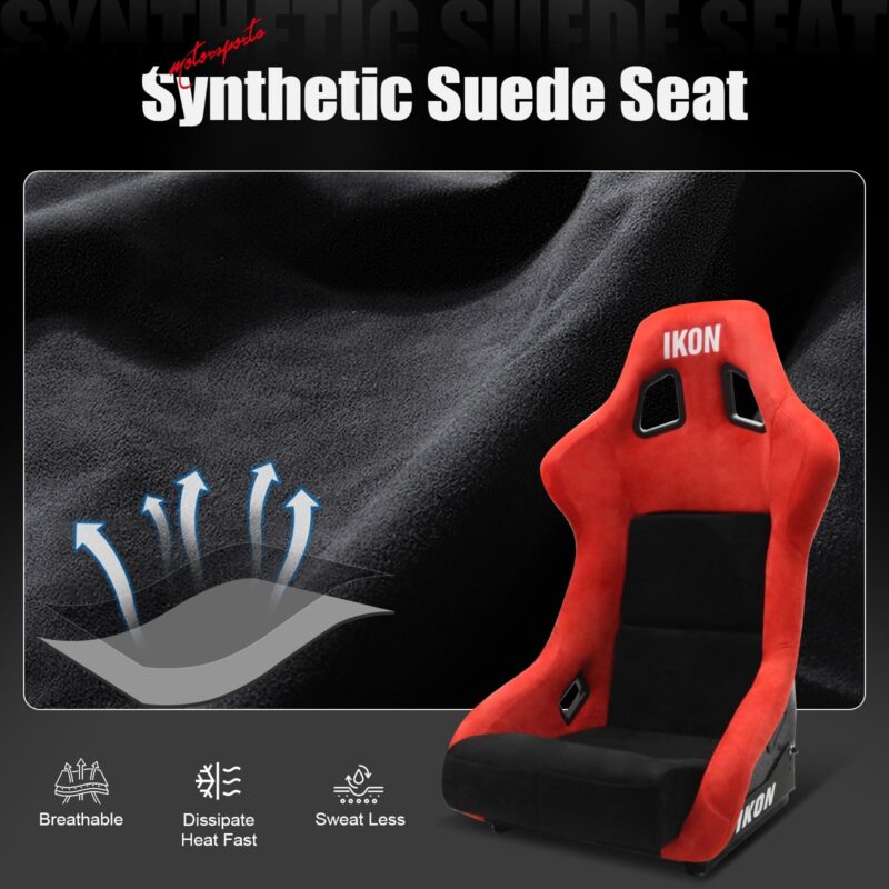 Universal Adjustable Bucket Racing Seats W/4 Point 2" Belt Harness Red - Image 7