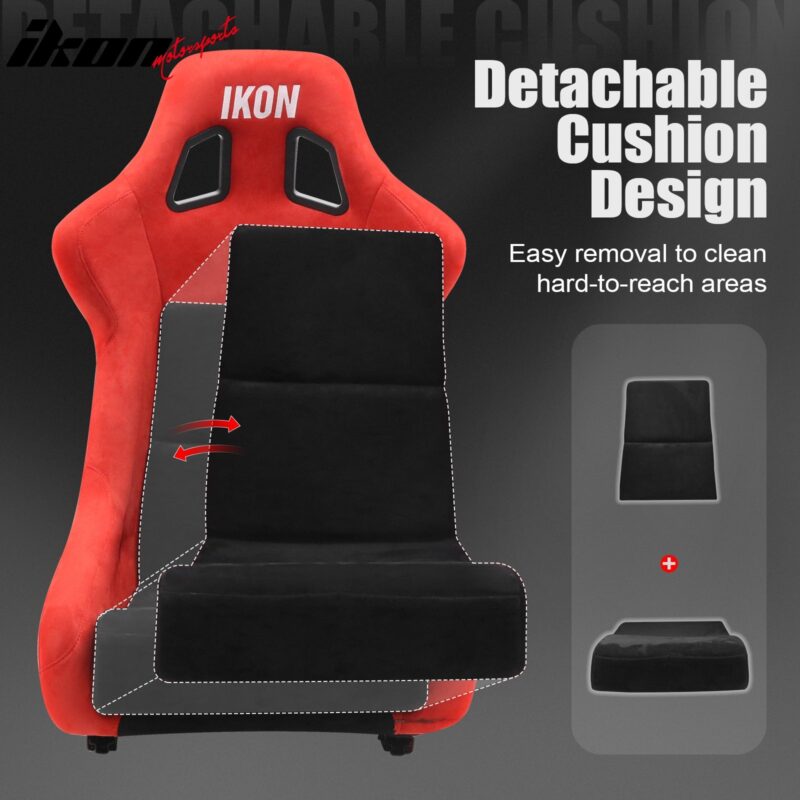 Universal Adjustable Bucket Racing Seats W/4 Point 2" Belt Harness Red - Image 8
